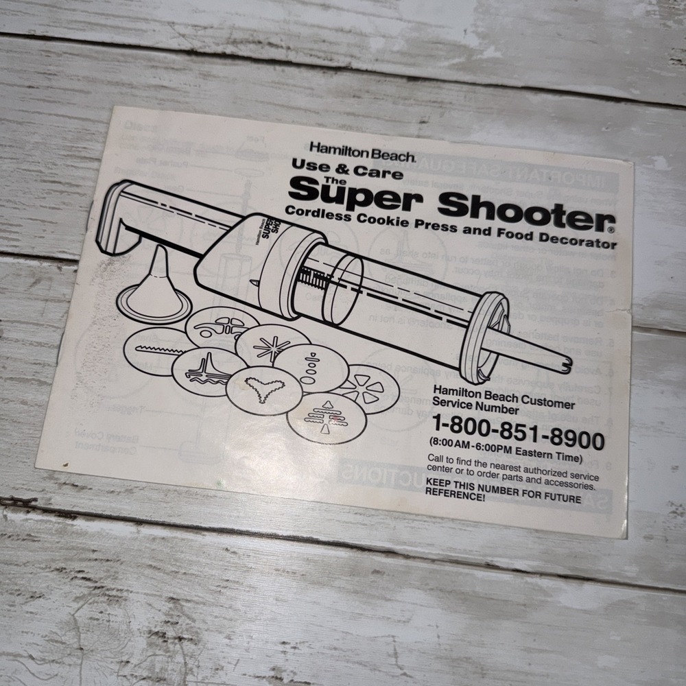 Hamilton Beach The Super Shooter Use And Care Booklet